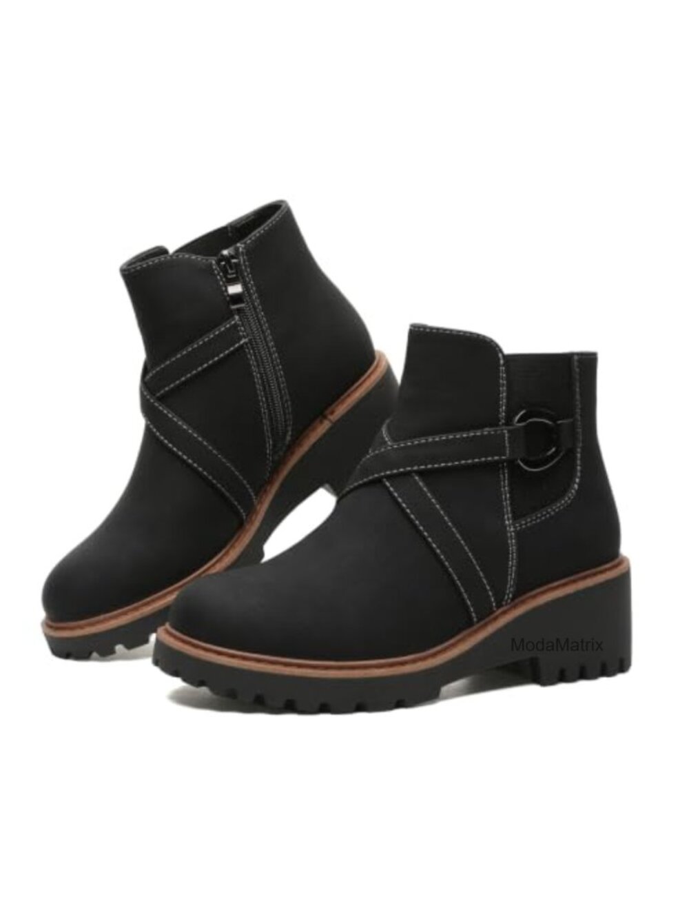 Women's Chelsea Ankle Boots Chunky Low Heel Platform Short Fall Booties